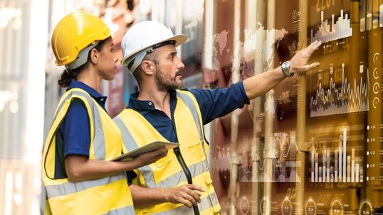  Terminal employees working on controlling operations 