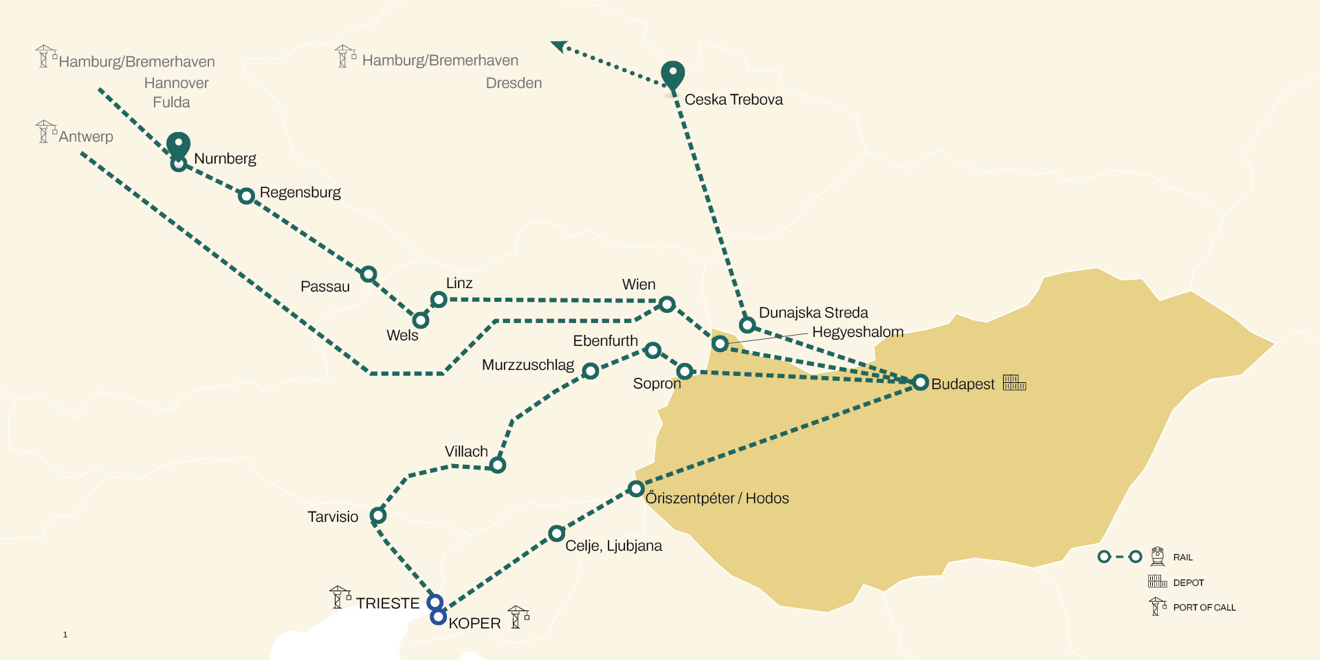 MSC Hungary inland network
