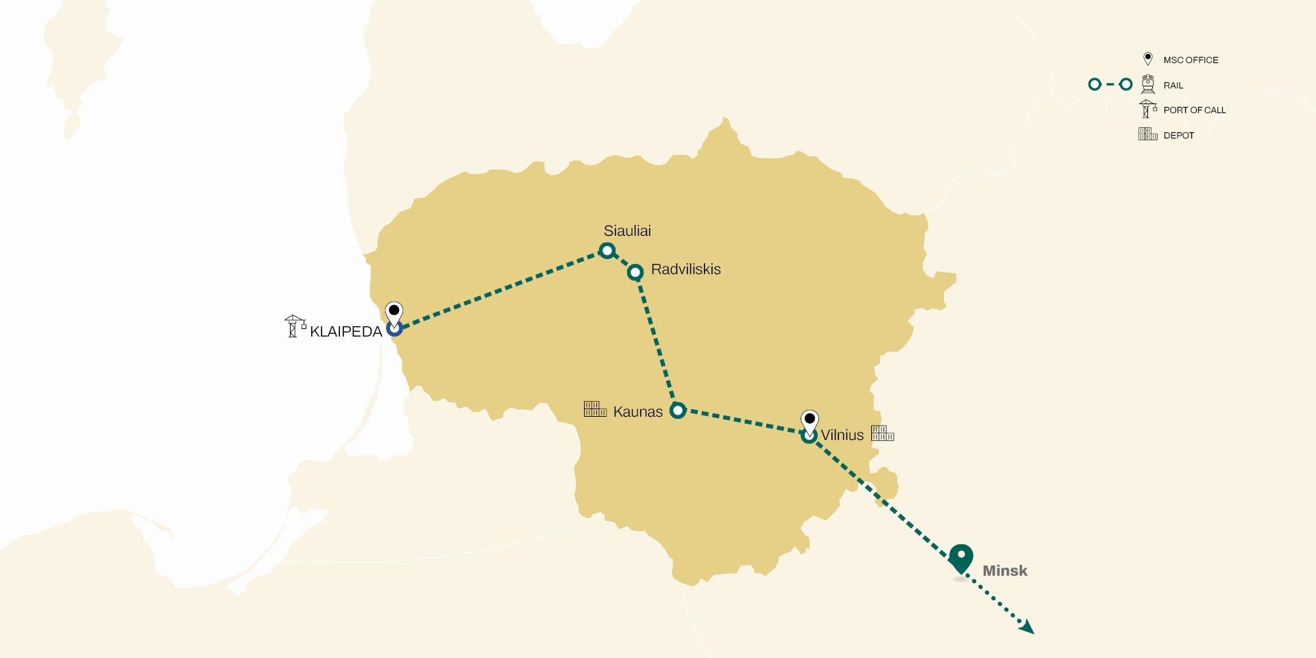 MSC Lithuania inland network